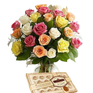 25 colorful roses with chokolates | Flower Delivery Birobidzhan