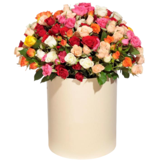 Mixed roses in a hatbox | Flower Delivery Birobidzhan