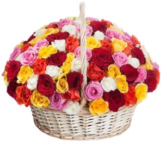 51 colorful roses in the basket | Flower Delivery Birobidzhan